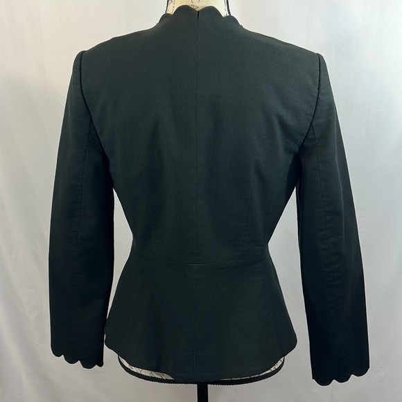 Rebecca Taylor Size 6 Black Textured Crop Open Front Blazer Size 6 - Picture 4 of 10